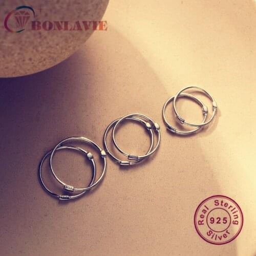 BONLAVIE 925 Pure Silver Circle Earrings Simple Hoop Earrings Sterling Silver Earrings Women Fine Jewelry