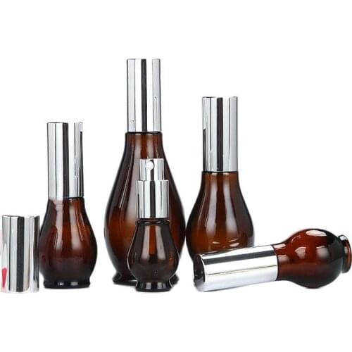 Spray Lotion Pump Bottle Cosmetic Containers Bottle Emulsion Bottle Glass Perfume Refillable Pot 10ml 20ml 30ml 50ml 100ml 15Pcs