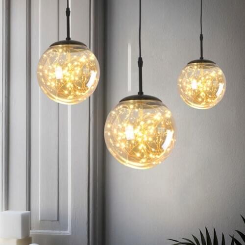 North European-Style Round Entrance Light Hotel Hall Study Parlor Corridor Balcony Bedroom Hoodie Light Ball Glass Chandelier