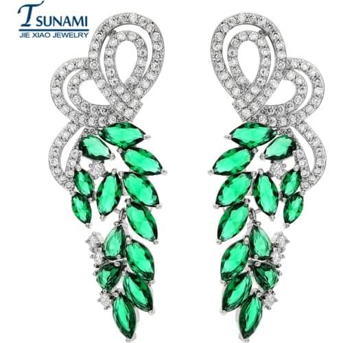 High - quality and extravagant zircon long earrings A four-color wedding party for female friends ER-130