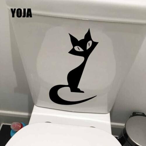 YOJA 15X24.6CM Cartoon Cat Funny Toilet Decals Graphics Animals Wall Stickers T5-0129