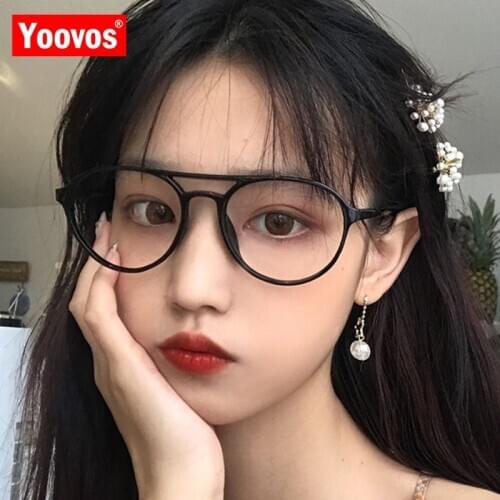 Yoovos Round Glasses Women 2021 Vintage Blue Light Glasses Frame Women Classic Luxury Eyeglasses Frames For Women Gafas De Mujer