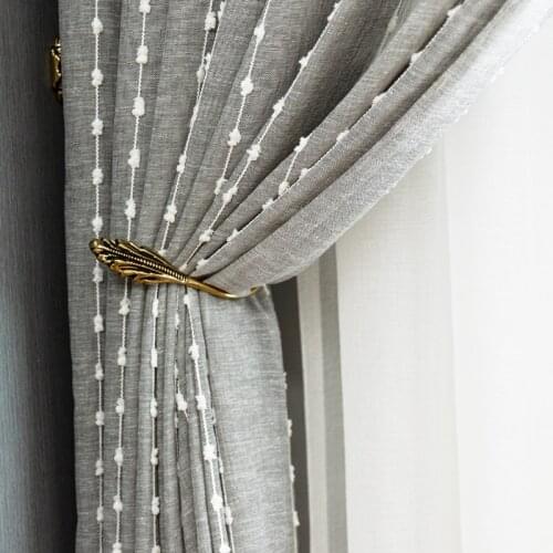 Nordic Grey Sheer Curtains for Living Room Striped Jacquard Tulle Window Curtain for Bedroom Voile Window Transparent Drapes