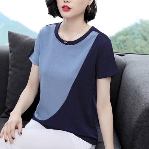Plus Size 4XL Cotton Women Tshirts 2021 New Summer Round Neck Ladies Tees Shirt Female T Shirts Short Sleeve T-shirts Tops X204