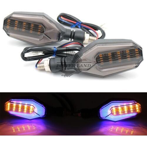 1pair Motorcycle Black Dual-Color 2in1 LED Turn Signal Indicator DRL Light Universal For Honda Yamaha Suzuki