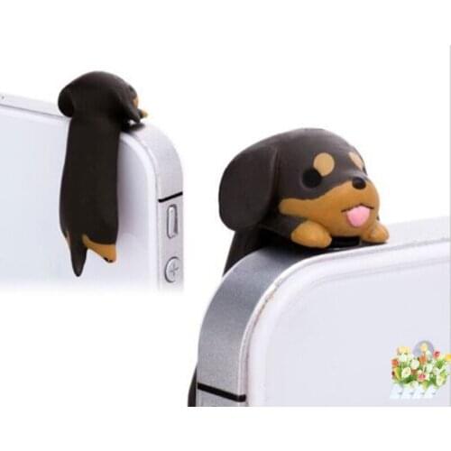1pcs Dog Anti dust plug for cell phone Lovely cute anime ear jack earphone cap kawaii dachshund Niconico PVC