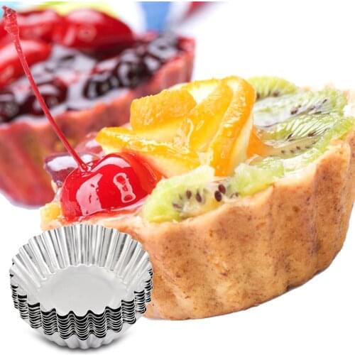 10Pcs/Set Egg Tart Molds Stainless Steel Cupcake Mold Thickened Reusable Cake Cookie Mold Tin Kitchen Baking Tool