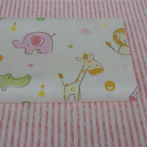 100% cotton twill cloth cartoon cute pink animals stripe fabric for DIY crib bedding cushions craft quilting handwork home decor