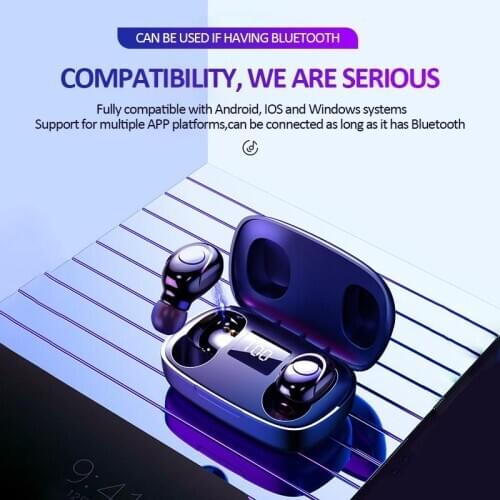 100SETS TWS Wireless Bluetooth Mini Headphones waterproof Stereo Sports Earbuds Noise Canceling In-Ear Hands-free Microphone
