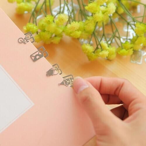 100pcs/lot Metal Bookmark Clip Cartoon Animal Paper Clips Sliver Bookmarks For Books Teacher Gift Book Marks Marker School Prize