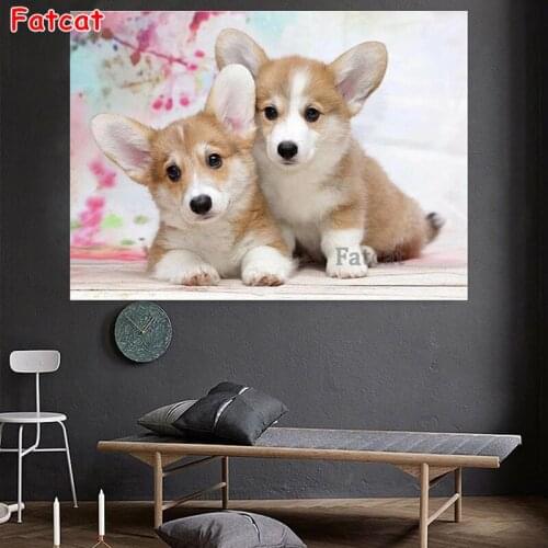 5D Diamond Painting Diamond Mosaic Welsh Corgi DIY Full Drill Square Diamond Embroidery Pet Dog Cross Stitch Rhinestone PP1858