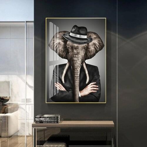 Abstract Animal Elephant Lion Tiger Poster Wall Art Canvas Painting Print Pictures for Living Room Home Interior Decoration