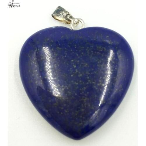 Free Shipping Women Fashion Jewelry 25x25mm Beautiful Lapis Lazuli Heart Pendant Bead C7180