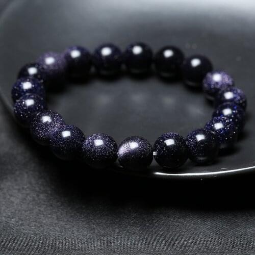 Natural Blue Sandstone Starry Sky Bracelet Men Womens Charm Beaded Bracelet Crystal Bracelet Couple Jewelry Birthday Gifts