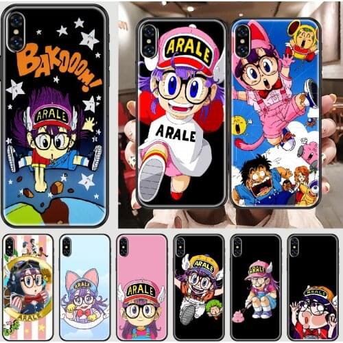 Cartoon Dr Slump cute Phone Case Cover Hull For iphone 5 5s se 2 6 6s 7 8 12 mini plus X XS XR 11 PRO MAX black silicone back