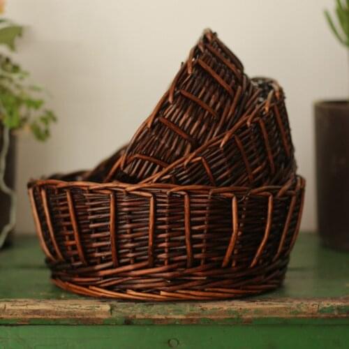 Chinese rattan fruit basket basket wicker desktop storage basket basket kitchen household snack basket bread basket