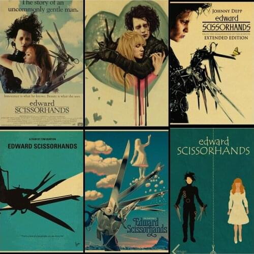 Classic Movie Edward Scissors Hand Antique Kraft Paper Poster Coffee Shop Decoration Painting