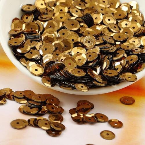 50g(1650pcs) 8mm Cup Sequin Round Silver-based Embossing Coffe Brown