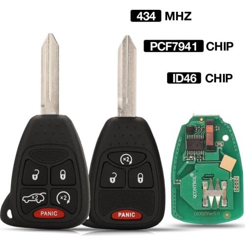Kutery 10PCS 4/5 Buttons Remote Car key For Jeep/Chrysler/DODG 300 200 Control Key 433Mhz ID46 PCF7941 Chip Replacement