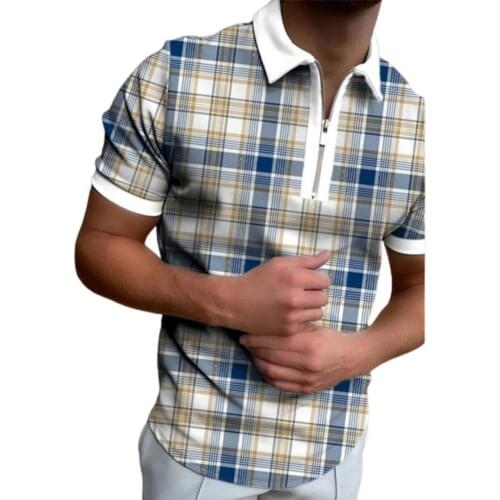 Summer T-shirt Men Zipper Turn-down Collar T-shirt Short Sleeve T-shirt Shirt Sports Pullover Streetwear Party футболка 3XL