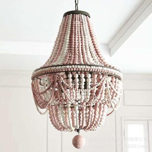 Chandelier Living Room Dining Room Bedroom Chandelier Childrens Room Decorative Lighting Fashion Wooden Bead Lamp