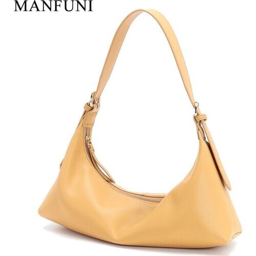 Fashion Soft Genuine Leather Women Shoulder Bag Simple Casual Yellow Women Handbag Elegant Lady Messenger Crossbody Purse White