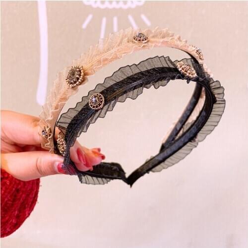 Fashion Korean style Lace Rhinestone hairband Women Girls Fashion Sexy Simple crystal Hair Hoop headwear Hair Accessories