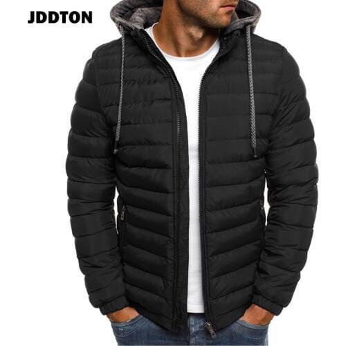 JDDTON Mens Hooded Cotton Clothing Hoodies Jacket Windproof Thermal Windbreaker Solid Color Male Coats Streetwear EUR Size JE369