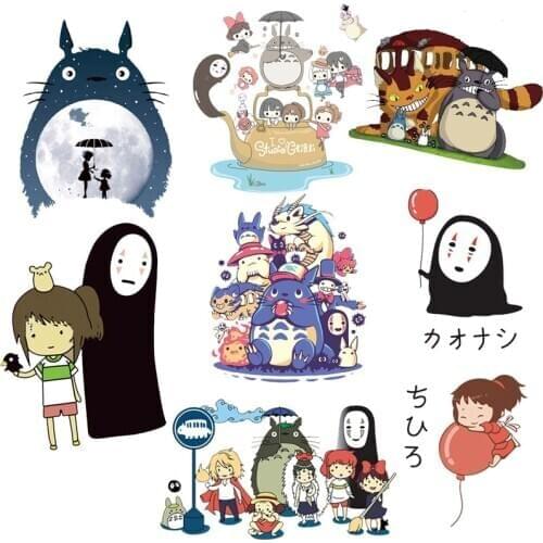 Totoro Patch Iron on Heat Transfer Stickers For Kids Clothes DIY T-shirt Iron-On Transfers Cartoon Vinyl Applique No Face Man