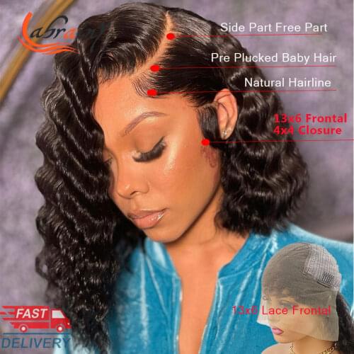 13x6 Lace Frontal Pixie Bob Human Hair Wigs Jerry Curly Natural Color Short Kinky Curly Lace Front Wig Pre Plucked 4x4 Closure