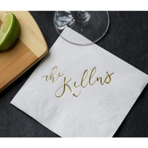 Personalised Last Name Wedding Napkins, Rehearsal Dinner, Engagement Party, Custom Bar Napkins, Wedding Napkins baby shower