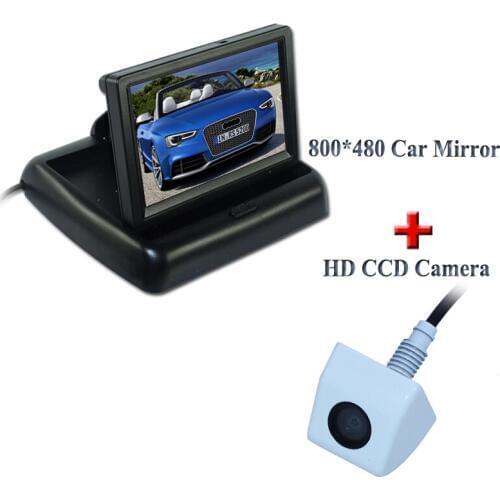 Wire white water-proof car backup camera bring hd ccd image lens +car screen monitor 800*480 fit for universal car