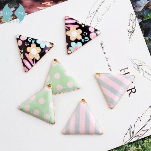Ritoule Small fresh pattern simple triangle triangle earrings pendant earrings necklace jewelry material DIY alloy