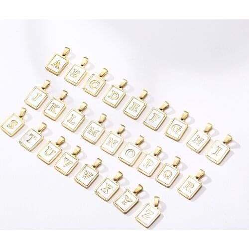 Chic A to Z 26 Letters Initial Necklaces for Women Jewelry,Casual Shell Square Pendant,Summer Holiday Gift to Mother Daughter