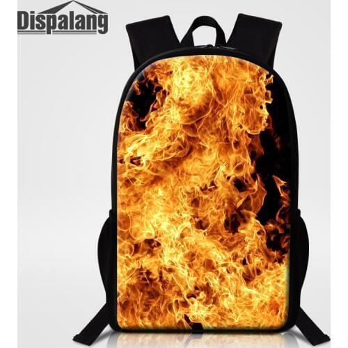 Dispalang 16 Inch School Bags For Elementary Students Cool Fire Blaze Design Backpack Male Daily Daypacks Children Bagpacks Pack