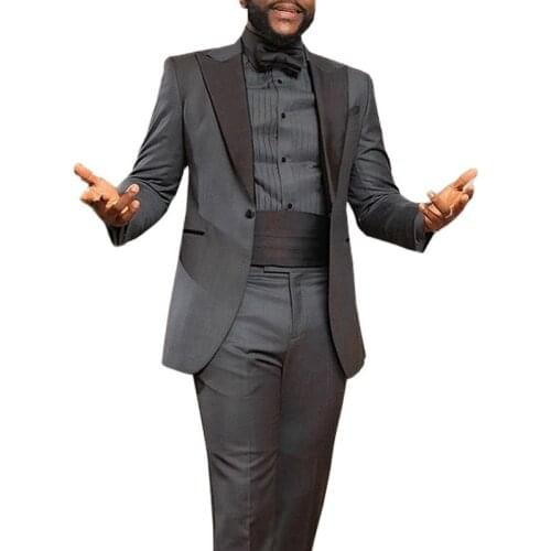 Groomsmen Best Men Tuxedos,Big Peaked Lapel One Button Male Business Office Wear Suit,Custom Made 2 Pcs Groom Terno