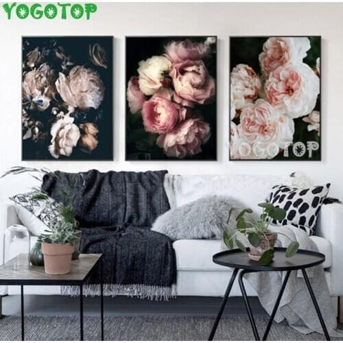 Triptych Flowers Plants diamond embroidery 3 Piece peony handcraft diamond painting full mosaic still life kitchen art,ML1411