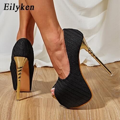 Eilyken 2021 New Platform Pumps Women Ultra High Stiletto Heels 16CM Shoes Peep Toe Party Bride Wedding Shoes femme