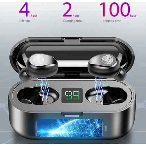 Original F9 TWS Wireless Bluetooth-Compatible 5.0 Headset Sports In Ear Noise Reduction Wireless Headphones With Microphone