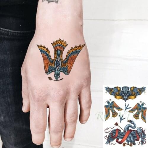 Waterproof Temporary Tattoo Sticker Skull Bird Wings Feather Arrow Flash Tatoo Fake Tatto Big Size Body Art for Girl Men Women