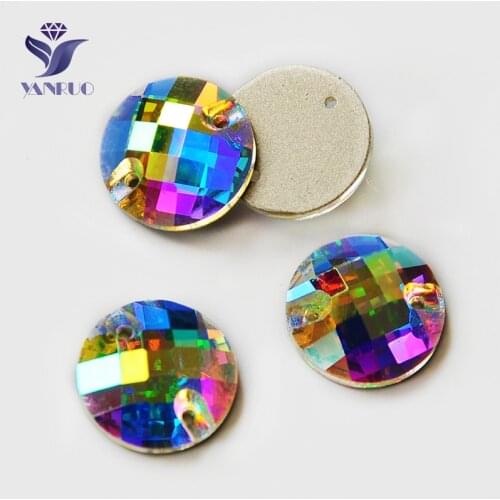 YANRUO 3220 All Sizes AB Chessboard Sew On Rhinestones Glass Strass Flat Back Crystal Stones For Clothes Decoration