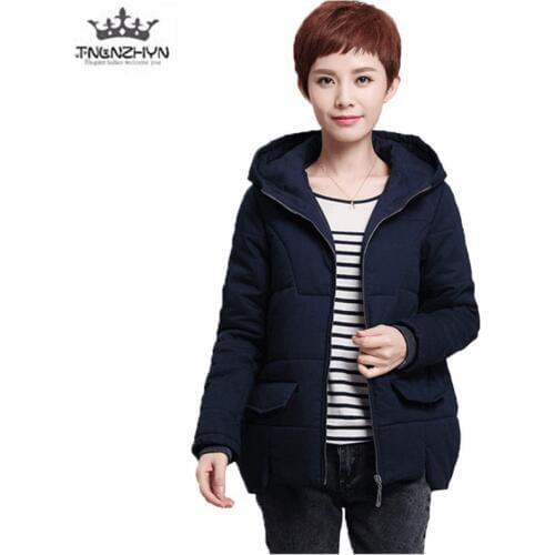 Plus size Women Winter Thicken Cotton Clothing 2019 High-end Hooded Down Jacket Coat Solid color Warm Casual Women Outerwear