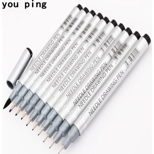 10 Models Waterproof Micron Needle Nib Fine Lines Black Sketch Marker Pen Calligraphy Brush Drawing Manga Art Supplies