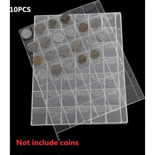 10pcs 7cm Plastic Coin Storage Case Storage Sheets 42 Pockets Clear PVC Protectors Collectors Album Pages