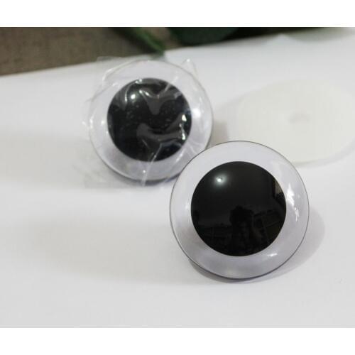 2pairs/lot 50mm big size round shape clear plastic safety toy eyes with white hard washer for plush doll