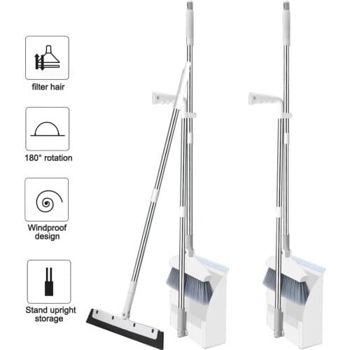 2PCS/3PCS Set Foldable And Standing Broom And Dustpan Set Combination Household Plastic Windproof Broom Wiper