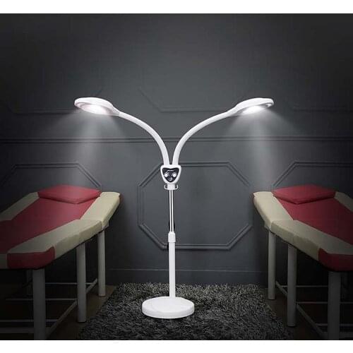 220V 3X Magnifying Glass with LED Cold Lights Shadowless Beauty Salon Nail Tattoo Lamp Lighted Magnifier Helping Hand Loupe