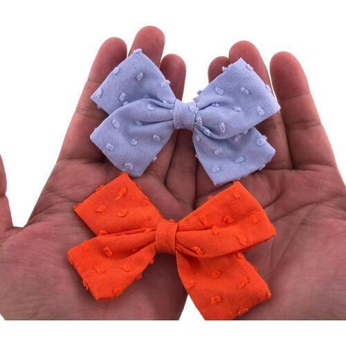 42pc/lot 21 Color 3.5" Newborn Solid Cotton Fabric Bow With Clip Knotted Hair Bow For Children Kids Girls Hair Accessories