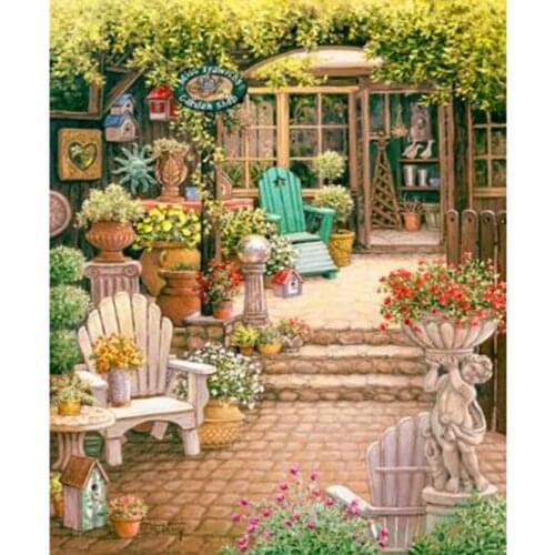 5D DIY Diamond Painting Square/Round Diamond Landscape Painting Small Courtyard Beautiful Scenery Picture Cross Stitch TX103