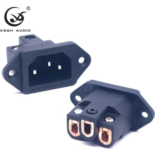 8pcs FI-06 XSSH Audio Grade Hi-end DIY HIFI Red Pure copper plated Rhodium Red Copper US plug IEC inlet AC 250V 10A Power Socket